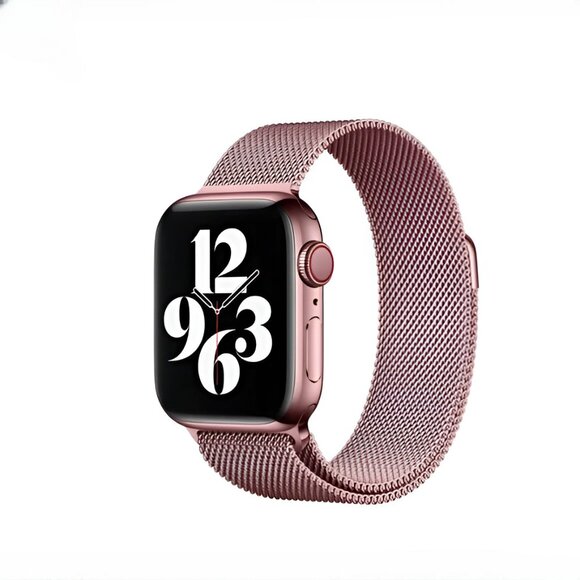 Apple Watch Band Adjustable Milanese Stylish Strap Pink Stainless Band - Picture 4 of 7